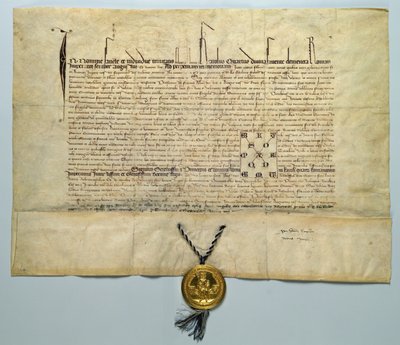 Bula Karla IV. (1316-78) císař Svaté říše římské, 29. ledna 1365 (inkoust na pergamenu se zlatou pečetí) od German School