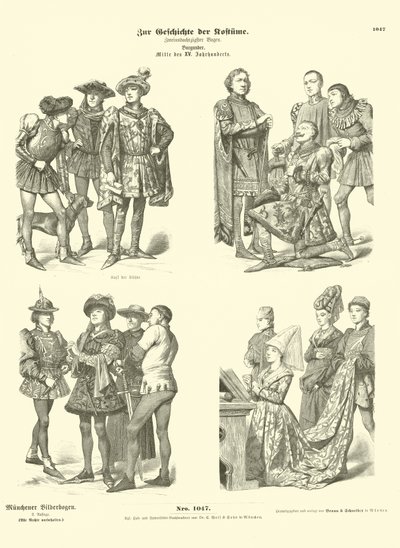 Burgundské kostýmy, polovina 15. století od German School