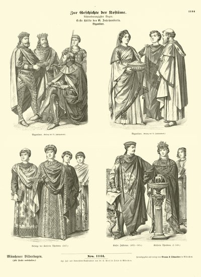 Byzantské kostýmy, první polovina 6. století od German School