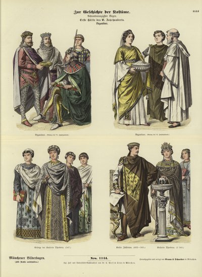 Byzantské kostýmy, první polovina 6. století od German School