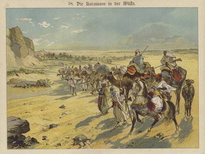 Karavana v arabské poušti (barva litho) od German School