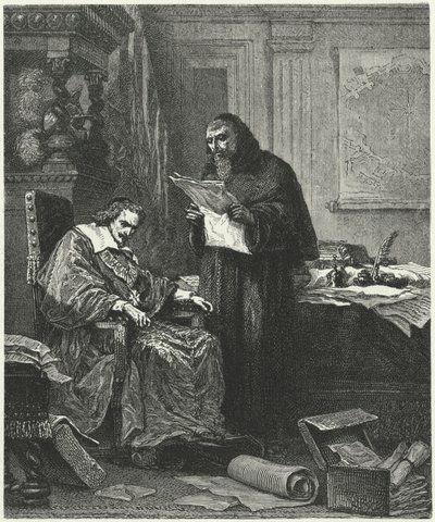 Kardinál Richelieu a jeho důvěrník a agent Pere Joseph (rytina) od German School