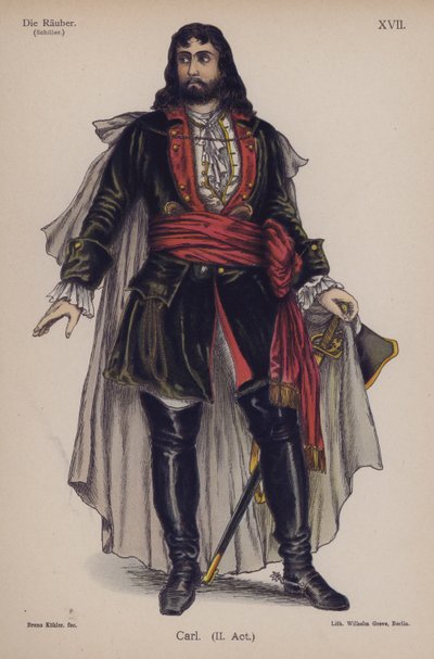Carl, z Die Rauber (Loupežníci) od Friedricha Schillera (barevné lito) od German School