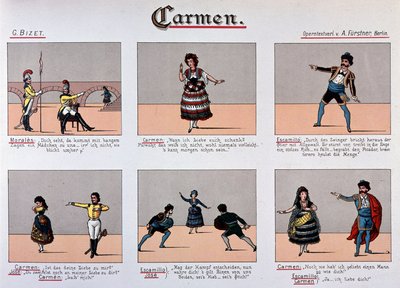 Carmen - série obrázků z 19. století od German School