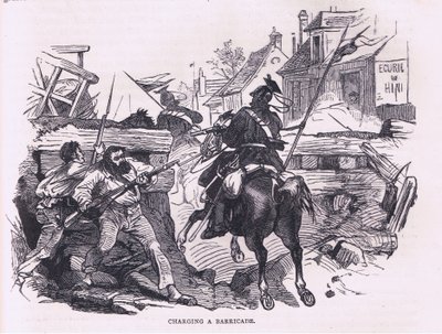 Nabíjení barikády, Cassells Historie války mezi Francií a Německem vydaná Cassell and Company Limited, kolem roku 1890 (litho) od German School