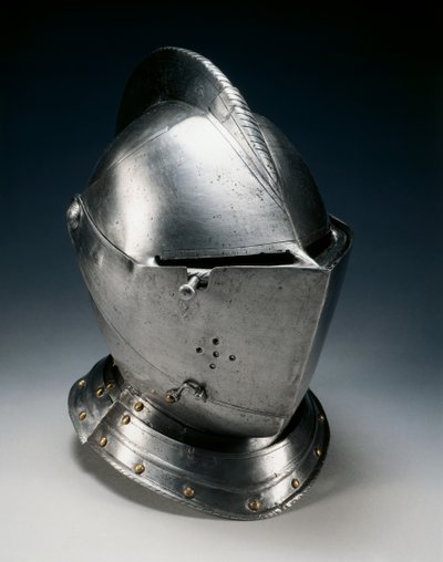 Blízká přilba do terénu, cca 1550-70 (ocel, železo, kůže a mosaz) od German School