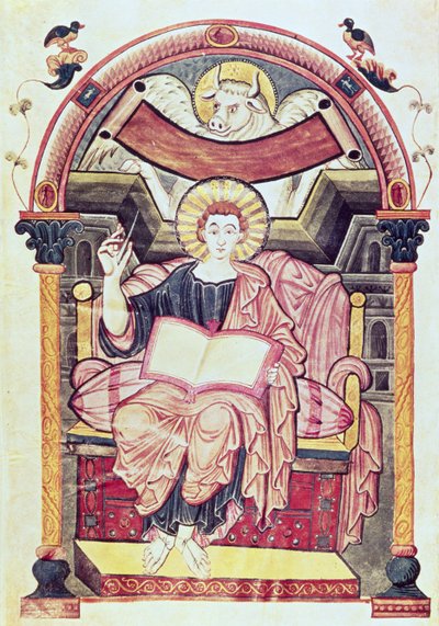 Treska 22. f.85v sv. Lukáš Evangelista, z Treves, Karolín, kolem 800 našeho letopočtu od German School