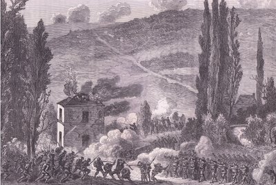 Combat at Chatillon, Cassells History of the War between France and Germany vydané nakladatelstvím Cassell and Company Limited, kolem roku 1890 (litho) od German School