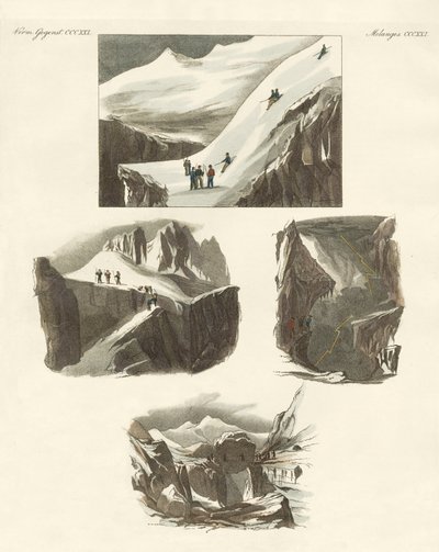 O výstupu na Mount Blanc (barevná rytina) od German School