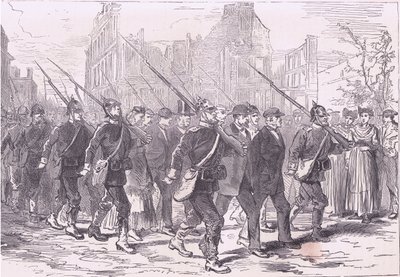 Konvoj zajatců, Cassells Historie války mezi Francií a Německem vydaná Cassell and Company Limited, kolem roku 1890 (litho) od German School