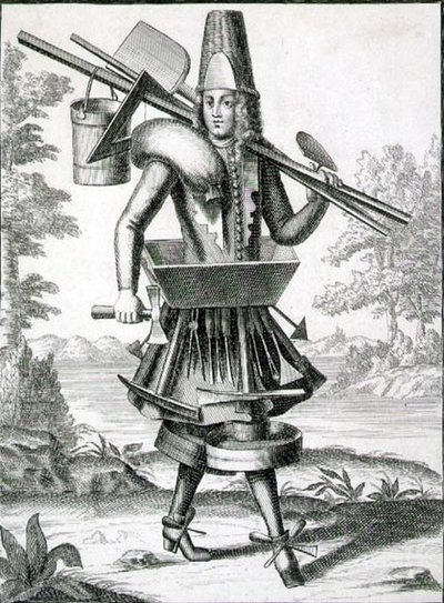 Kostým pro zednáře, hospoda. od Gerarda Valcka (1651/2-1726) kolem 1690 (rytina) od German School