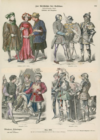 Kostýmy Burgundska a Holandska, 15. století od German School