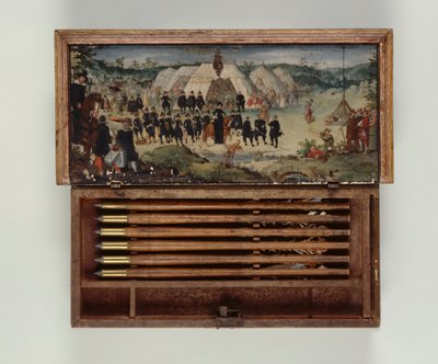 Schránka na šrouby do kuše patřící knížeti Otto von Hesse, 1615 (lakované dřevo) (viz také 312140-312143) od German School