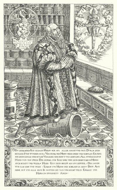 Cyriacus Schnaus, lékárník v 16. století Norimberk (rytina) od German School