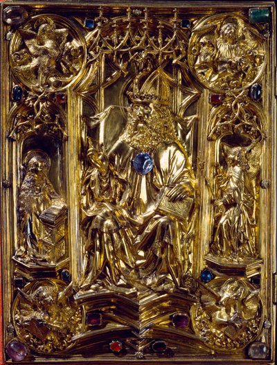 Das Reichsevangeliar Angels a symboly čtyř evangelistů. Evangelik z Cách. Kunsthistorisches Museum 8. století, Vídeň od German School