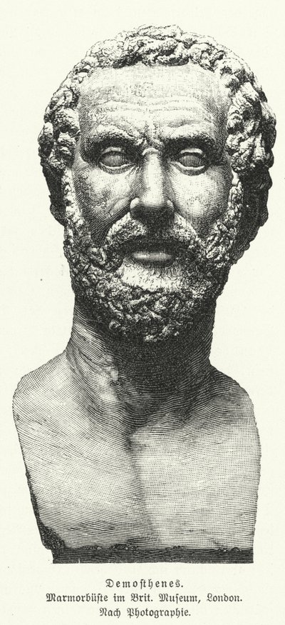Demosthenes , starověký řecký státník a řečník (litho) od German School