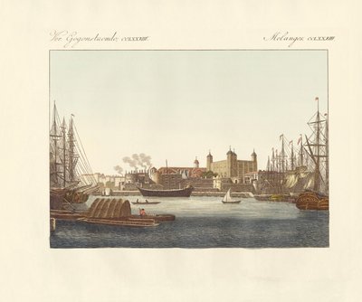 Popis Tower of London (barevná rytina) od German School
