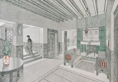Návrh obývacího pokoje od Valentina Minka, 1906. od German School