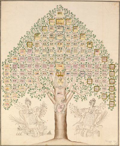 Schéma 97 stanic pluků tvořících pruskou královskou armádu, 1756 (pero, tuš a čb na papíře) od German School
