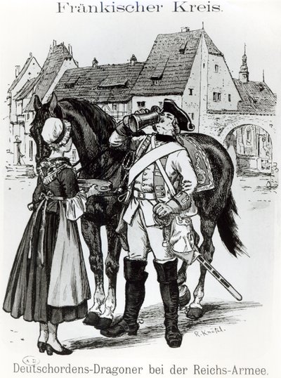 Dragoun Řádu německých rytířů v roce 1757 od German School