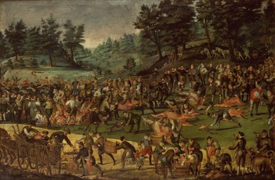 Vévoda z Württemberska, jeho manželka Dorothea von Baden a dvořané slaví po lovu od German School