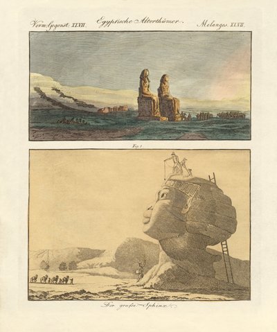 Egyptské starožitnosti (barevné rytí) od German School
