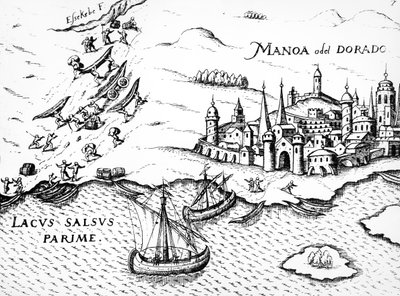 Eldorado, ilustrace z Regni Guianae, G. Raleigh, 1594-96 od German School