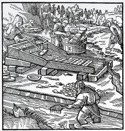 Rytina z De re metallica (O povaze kovů), Georg Pawer nebo Georgius Agricola (1494-1555) od German School
