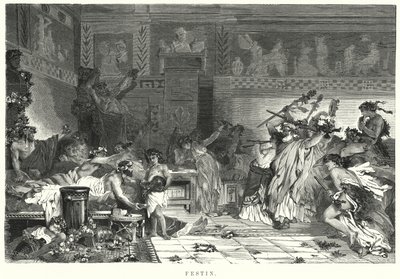 Zábava po jídle na římské hostině (litho) od German School