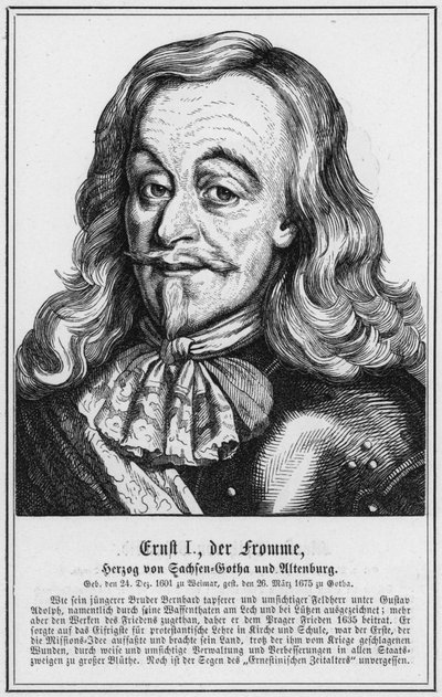 Ernst I, zbožný, vévoda ze Saxe-Gotha a Altenburg (rytina) od German School