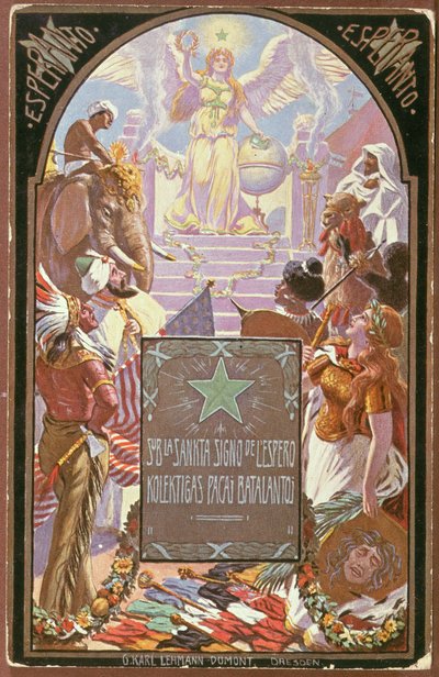 Esperanto přináší mír národům, pohlednice od German School