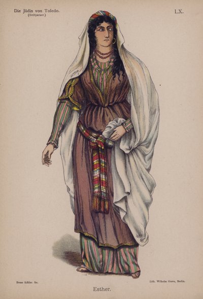 Esther, z Die Judin von Toledo (Židovka z Toleda) od Franze Grillparzera (barevné lito) od German School