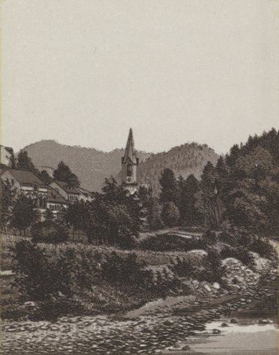 Evangelische Kirche (litho) od German School