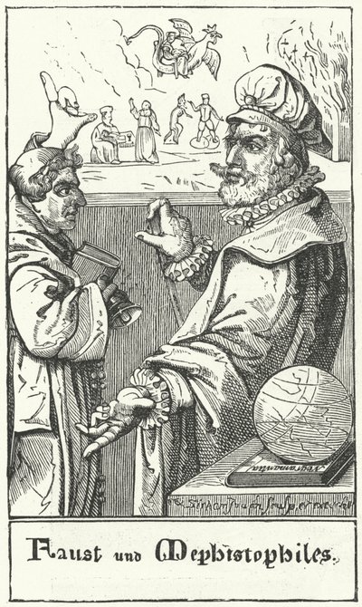 Faust a Mefistofeles (rytina) od German School