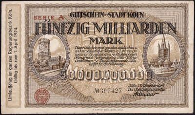 Bankovka padesát miliard marek, 1923 od German School