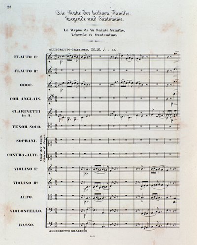 První strana partitury pro The Flight Into Egypt, op. 25, předehra Hectora Berlioze od German School