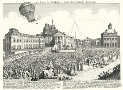 Let balónu bratří Montgolfierů ve Versailles od German School