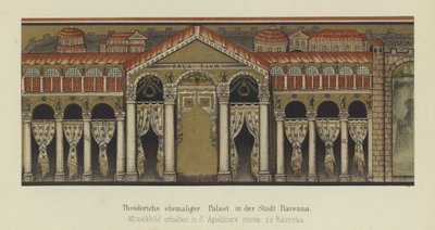 Bývalý palác Theoderika Velikého, krále Ostrogótů, v Ravenně, Itálie (barva litho) od German School