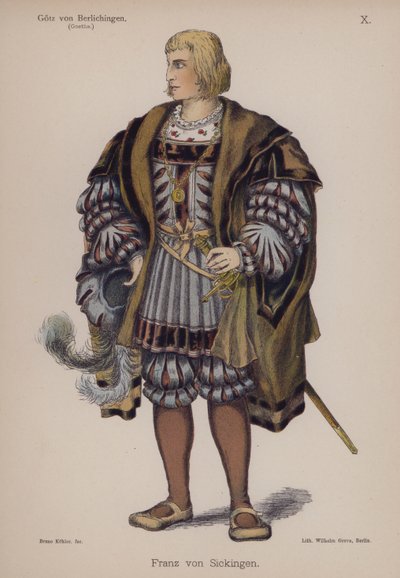 Franz von Sickingen, z Gotz von Berlichingen od Goetha (barevné lito) od German School