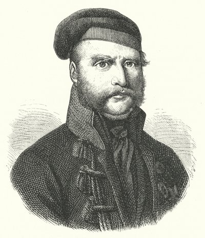 Frederick William, vévoda z Brunswick-Wolfenbuttel, německý voják, který vedl Black Brunswickers proti Francouzům během jejich okupace Německa v napoleonských válkách (rytina) od German School