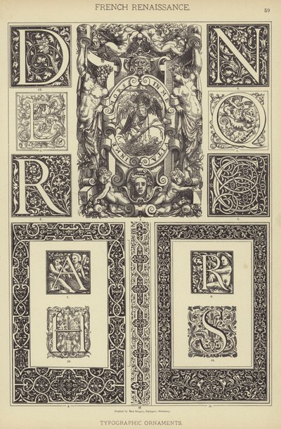Francouzská renesance, typografické ornamenty (barevné lito) od German School