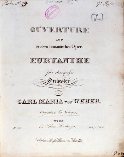Frontispis z opery „Euryanthe“ od Carla von Webera (litho) od German School