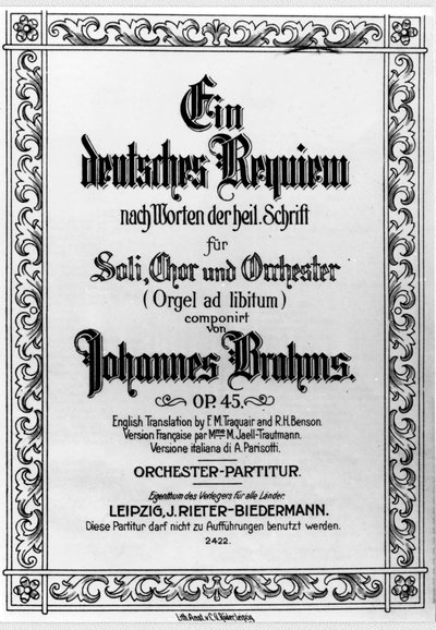 Frontispis německého Requiem od Johannese Brahmse (1833 - 1897) (litho) od German School