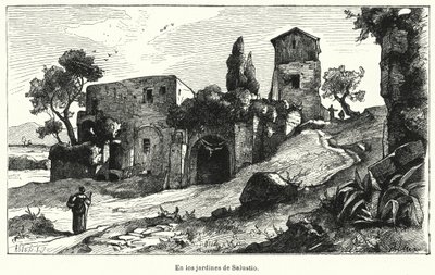 Gardens of Sallust, Řím, Itálie (litho) od German School
