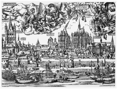 Celkový pohled na Kolín nad Rýnem, 1531 od German School