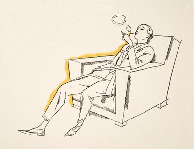 Gentleman fouká kouřové dýmovnice, ze Stylu, pub.1922 (pochoir print) od German School