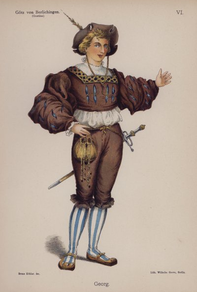 Georg, z Gotz von Berlichingen od Goetha (barevné lito) od German School