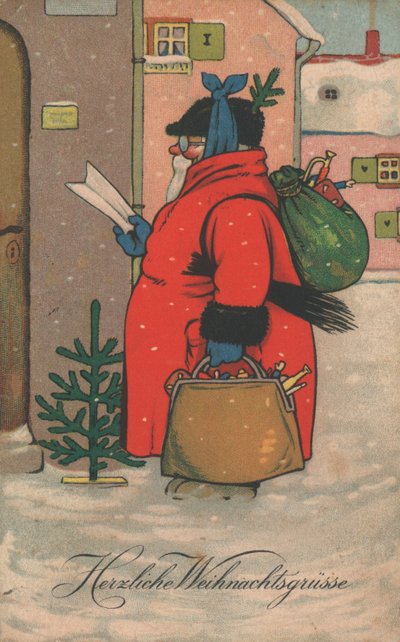 Německé vánoční přání (barva litho) od German School