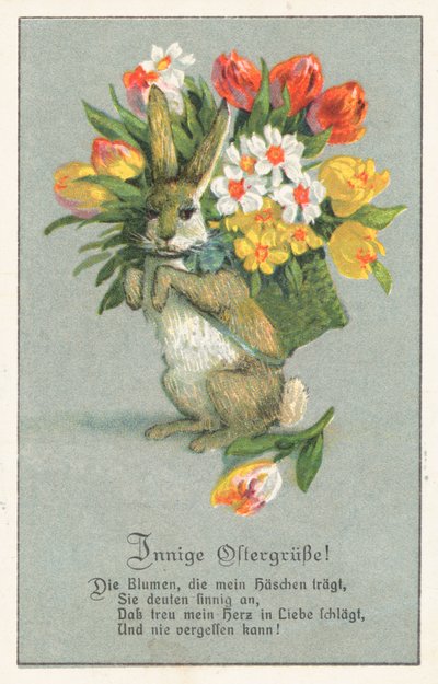 Německé velikonoční přání (barevná litografie) od German School