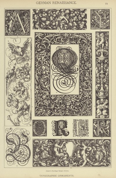 Německá renesance, typografické ornamenty (barevné lito) od German School